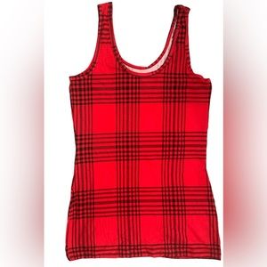 Red large plaid top